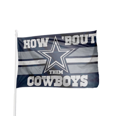 Durable nylon 3x5 Dallas Cowboys flag in blue and silver with team logo, by Atlantic Flag & Pole Inc.